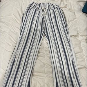 Blue & White Striped Roxy Beach Pants
